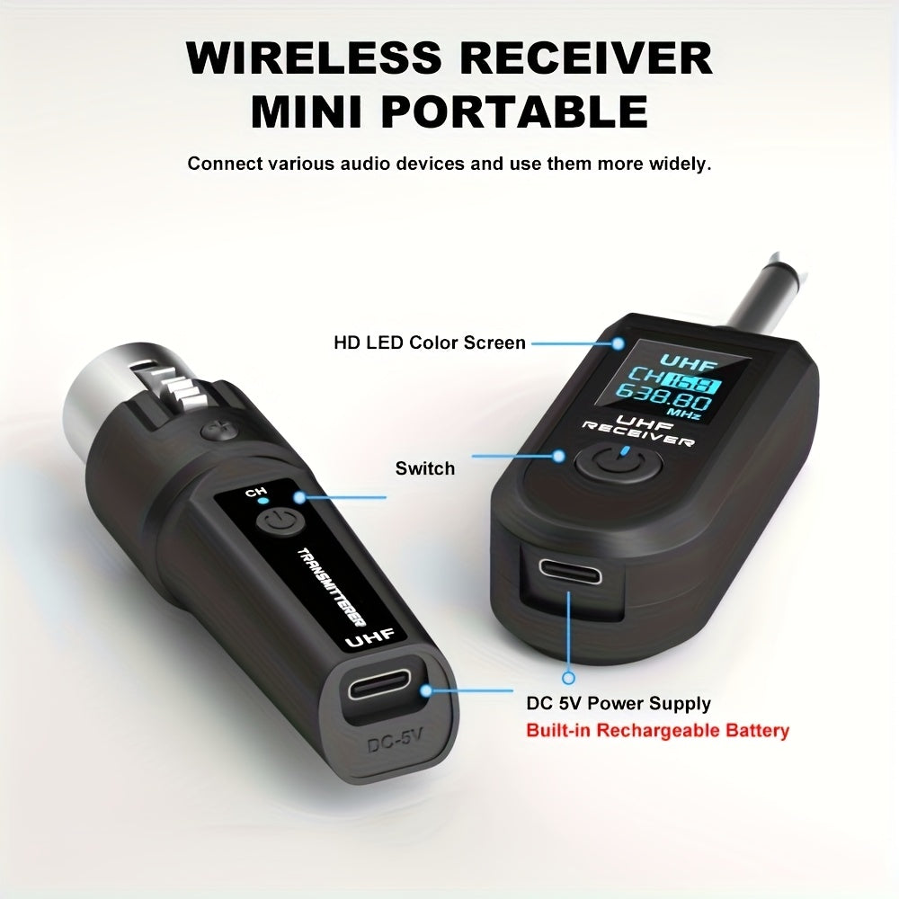 Transmisor y receptor de micrófono sin varillas, transmisión a larga distancia 2.4GHz, recargable por USB, construcción en resina, color , sistema de micrófonos inalámbricos, adaptador de micrófono recargable, compatible con mezcladores de audio, micrófo