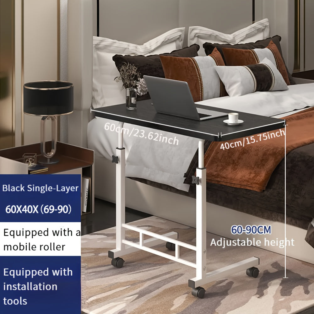 Escritorio Plegable Versátil con Ruedas, Altura Ajustable y Estante de Almacenamiento - Perfecto para Dormitorio, Sala de Estar o Uso en Oficina al Aire Libre