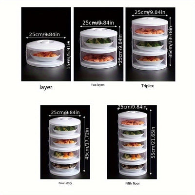 Cubierta de Alimentos de Plástico Transparente Apilable - Multifuncional, a Prueba de Polvo y Conservadora de Frescura para Sobras y Comidas