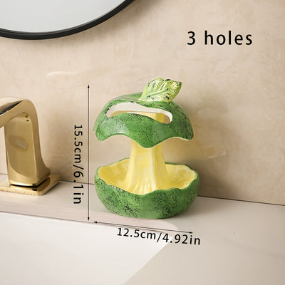 1pc estante de cerámica en forma de manzana para pasta dental y cepillo, reutilizable, ideal para tocador del baño, disponible en dos estilos y colores, decoración navideña o de Halloween