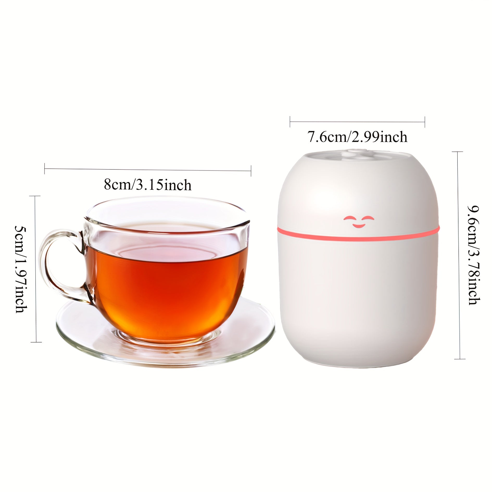 1 pieza de difusor de aceite esencial y humidificador alimentado por USB con luz nocturna que cambia de color, diseño de cara feliz, característica de niebla fresca y promoción de la salud de las plantas - Perfecto para el hogar, dormitorio, decoración d