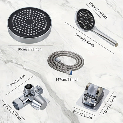 1 juego de ducha ABS con alta caudalidad y manguera, conjunto de ducha portátil dos en uno, distribuidor de agua de tres vías con manguera larga, accesorios para baño