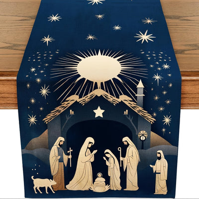 1pc, Camino de Mesa Navideño Estilo Granja para Decoración de Cocina y Comedor en Invierno - Adorno Festivo 13x48/13x72/13x108 Pulgadas para Interiores y Exteriores, Hogar o Fiestas