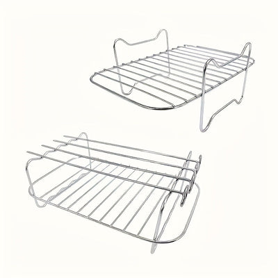 6pcs Accesorios para Freidora de Aire de Doble Cesta para Ninja DZ201 Foodi y Otros Freidoras de Aire DualZone de 8QT-10QT, Incluye Juego de Rejillas para Freidora de Aire - 2 rejillas y juego de 4 brochetas