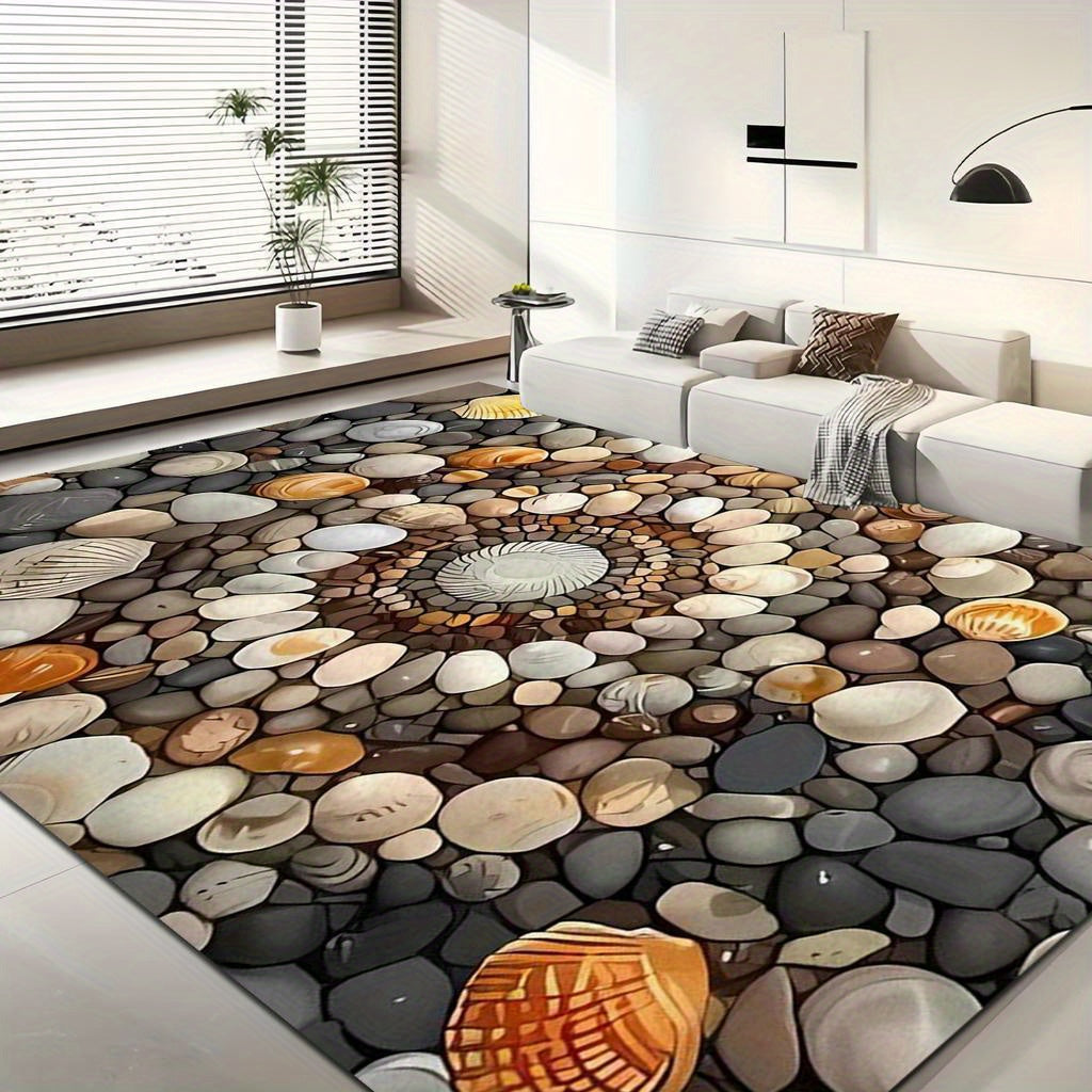 1 pieza, alfombrilla de suelo con estampado de conchas y piedras, adecuada para alfombrilla de cocina, pasillo, entrada de dormitorio, baño, entrada de baño, dormitorio, entrada de dormitorio, sala de estar, entrada de sala de estar, alfombrilla de suelo