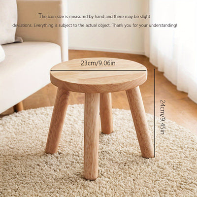 Taburete Redondo de Madera Maciza Clásico - Perfecto para Cambiar Zapatos, Uso en Casa y Oficina