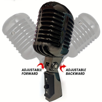 Microfono Vocal Dinámico Retro Clásico BT-55 - Negro, Aleación de Aluminio, Jack de 6.35mm, Ideal para Karaoke y Grabación, Fondo de Arte Mural Temático Musical Vibrante, Utilizado para Cantar en Karaoke, Estilo Retro