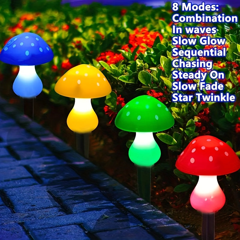 Luz solar para jardín exterior con 8 modos, 8 LED en forma de hongo, iluminación de paisaje, sensor de luz, ideal para camping, patio, senderos, paisajismo, bodas y fiestas