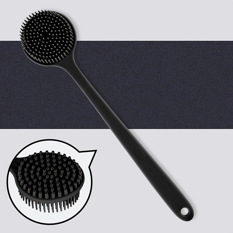 Escobilla de Baño con Mango Largo y Cerdas Suaves - Exfoliante Ergonómico para Espalda, Duradera y Fácil de Limpiar, Accesorio Higiénico para Masajes Corporales, Diseño Flexible en Beige Claro, Ideal para Uso Doméstico o Spa