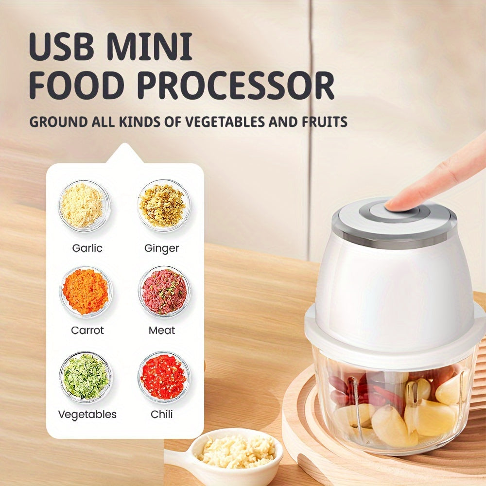 NEW Calidad Cocina Multifuncional Potente Inalámbrico Manual Portátil 304 Acero Inoxidable 350ML Mini USB Inalámbrico Portátil Vegetal Carne Ajo Cortador Procesador De Alimentos Eléctrico Picadora Y Procesador De Alimentos