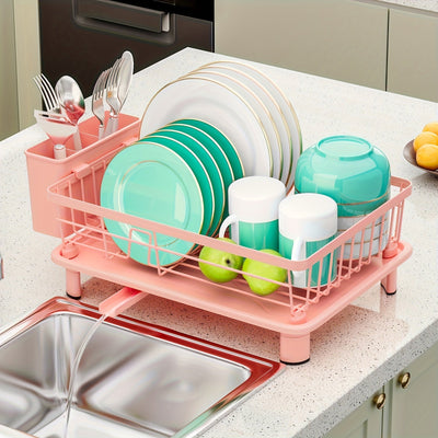 1pieza Escurreplatos, Escurreplatos Ahorrador de Espacio, Escurreplatos para la Encimera de la Cocina, Escurreplatos Anti-Óxido con Soporte de Utensilios y Ranuras para Cuchillos, para la Encimera y el Armario de la Cocina, Accesorio de Cocina