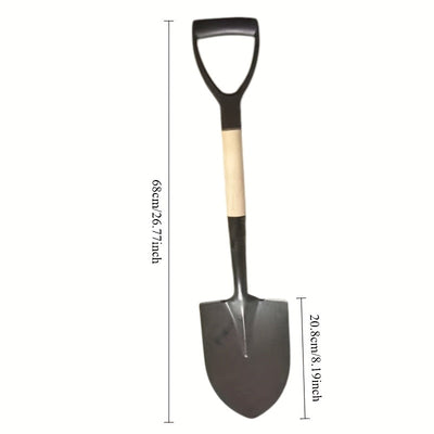 Paleta Redonda de 27 Pulgadas con Mango de Madera y Cabeza Metálica - Herramienta Multiusos para Jardín, Playa y Nieve, Ideal para Profesionales del Paisajismo y Hogares, Construcción Duradera y Resistente