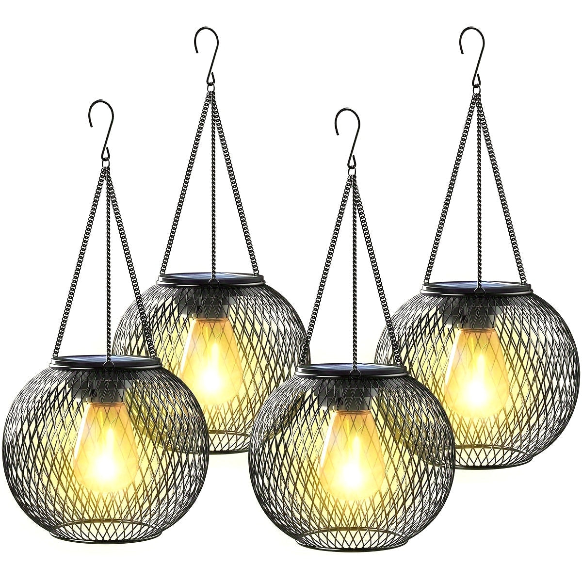 2pcs/4pcs Nueva Linterna Solar Exterior, Versión Mejorada Lámpara Solar Colgante para Jardín Exterior, Candelabro Metálico Decorativo, Luz Solar de Árbol Adecuada para Jardín, Patio y Camino