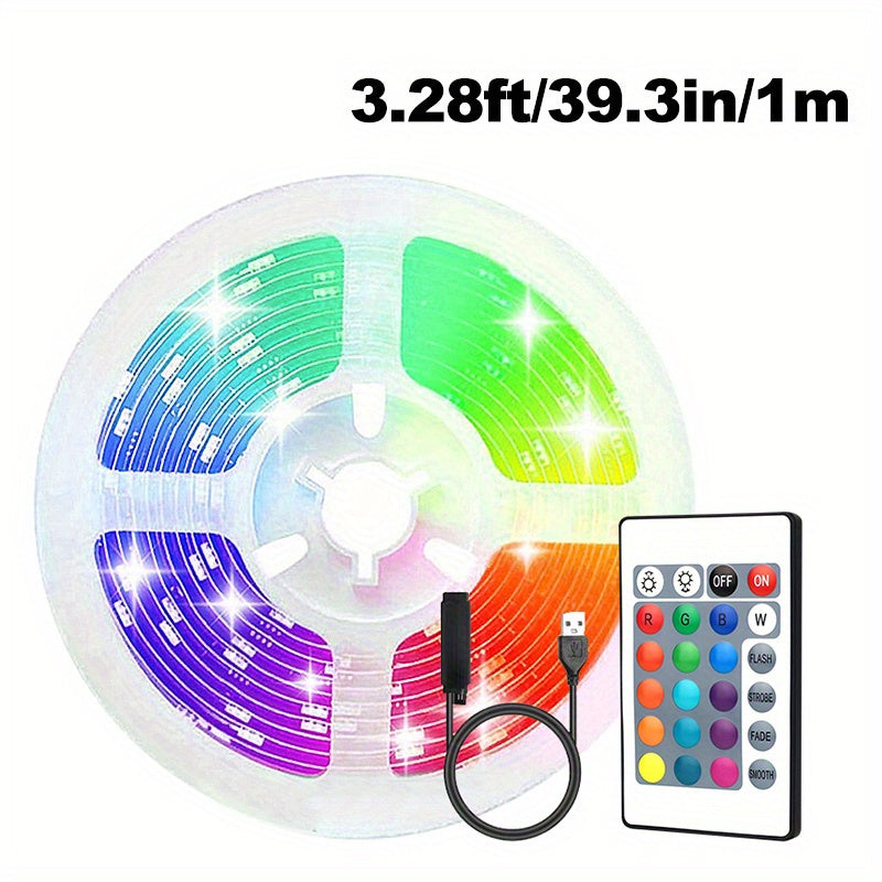 Luces LED de Tira Cambiante de Color RGB Versátiles - Longitudes de 3.28ft a 131.2ft, Alimentadas por USB con Mando a Distancia IR de 24 Teclas, Ideales para Ambiente de Dormitorio, Decoración del Hogar, Navidad y Ambiente de Fiesta, Luces LED para Dormi