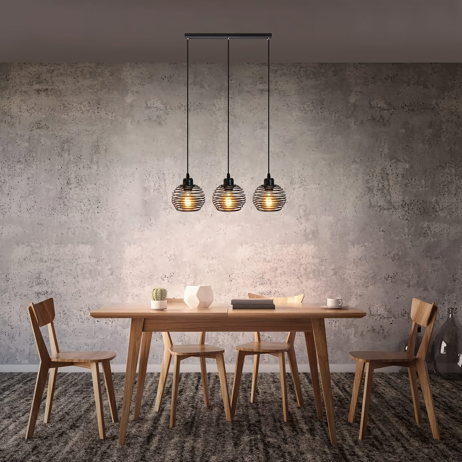 Lámpara colgante estilo vintage, con foco E27, estructura de metal, montaje semiempotrado, brazo ajustable, acabado en negro, ideal para comedor, sala de estar, estudio, restaurante u oficina