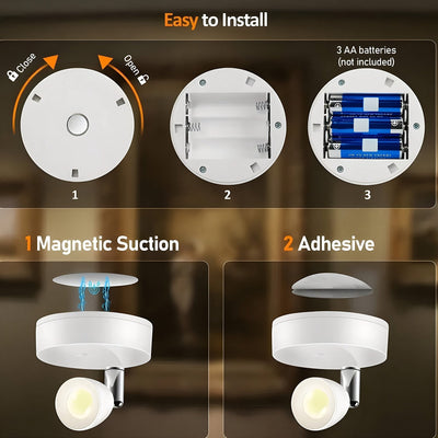 Spot de Arco LED Inalámbrico con Batería y Control Remoto | Iluminación Multicolor para Gabinetes, Joyerías y Exhibiciones Artísticas | Montaje Semienterrado | Material Plástico | Ideal para Decoración del Hogar e Iluminación de Armarios | Enfoque Precis