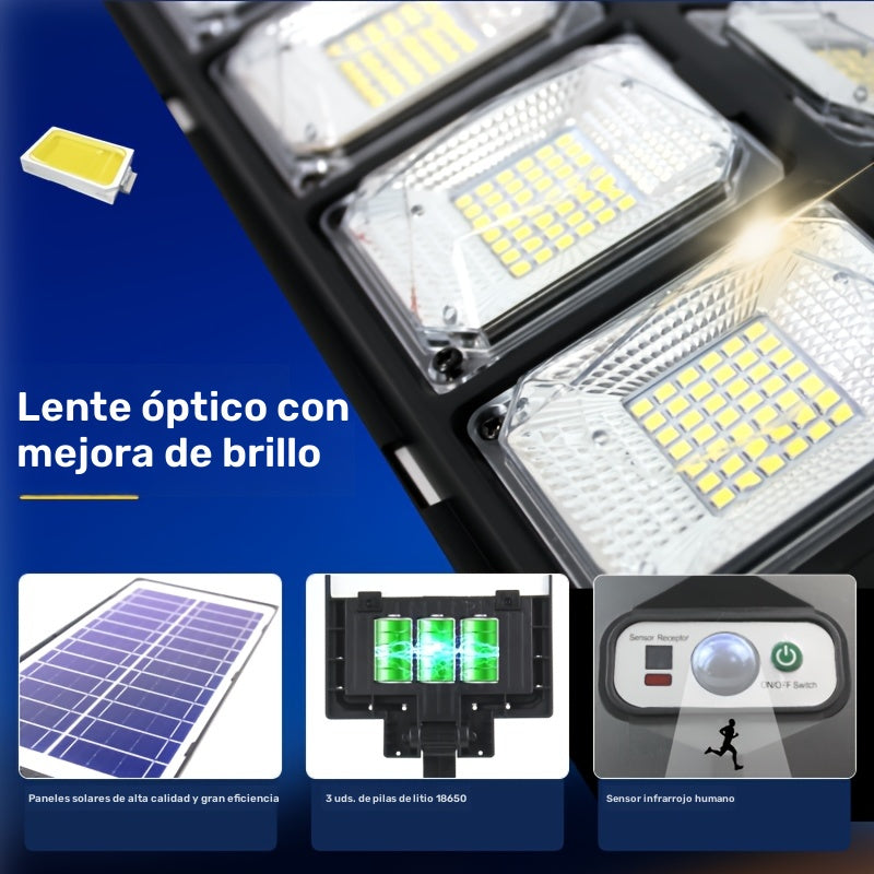 Luz solar para exteriores, luz de pared para jardín, con sensor de movimiento, control remoto, brillo y color ajustables, ideal para jardín, terraza y estacionamiento, energía solar, sensor de movimiento, control remoto, aplique desmontable, montaje semi