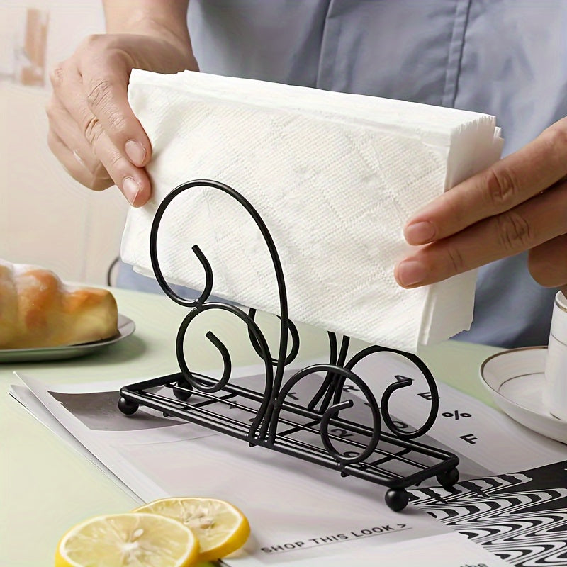 1pc Dispensador de pañuelos: Portarrollos de servilletas con diseño hueco, soporte de servilletas de metal con forma de árbol de dibujos animados para encimera de cocina, mesa de comedor, decoración de mesa, decoración del hogar - Patrón: Sólido, Materia