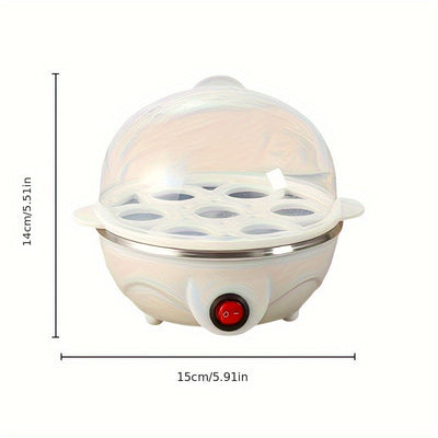 1 pieza de hervidor automático de huevos de capa única - Placa de cocción de acero inoxidable antiadherente, taza de medición anti quemaduras y almohadilla, 14cm de altura x 15cm de ancho, enchufe de 110V, cocción rápida, protección contra altas temperat