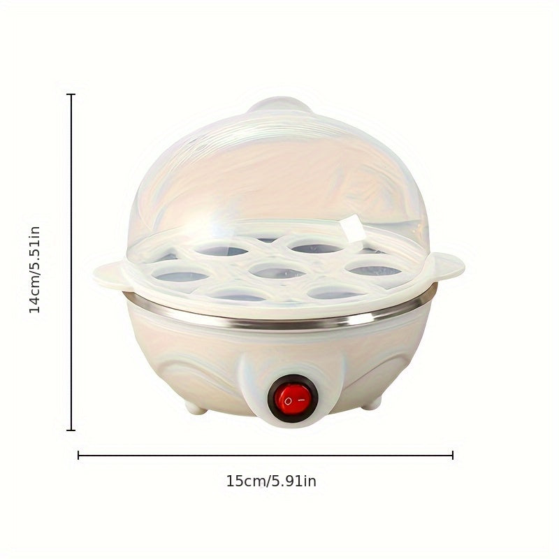 1 pieza de hervidor automático de huevos de capa única - Placa de cocción de acero inoxidable antiadherente, taza de medición anti quemaduras y almohadilla, 14cm de altura x 15cm de ancho, enchufe de 110V, cocción rápida, protección contra altas temperat