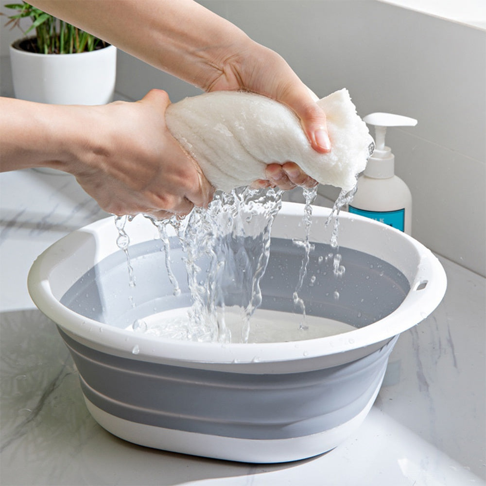 1pc Bañera Portátil Plegable para Pies y Manicura - Diseño Duradero de Plástico Ahorrador de Espacio, Sin Necesidad de Electricidad, Multiusos para Lavandería, Camping, Dormitorio, Ducha, Cocina y Accesorios de Baño, Bañera Portátil, Esenciales para Habi