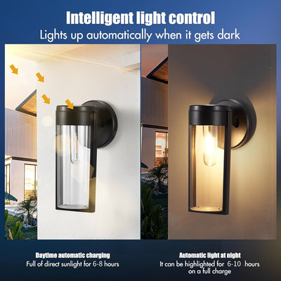 Luces solares para exteriores LED, luces de pared cilíndricas, adecuadas para patios, jardines, senderos y decoración de paisajes. Luces para césped, luces de pared, 2/4/6 piezas.