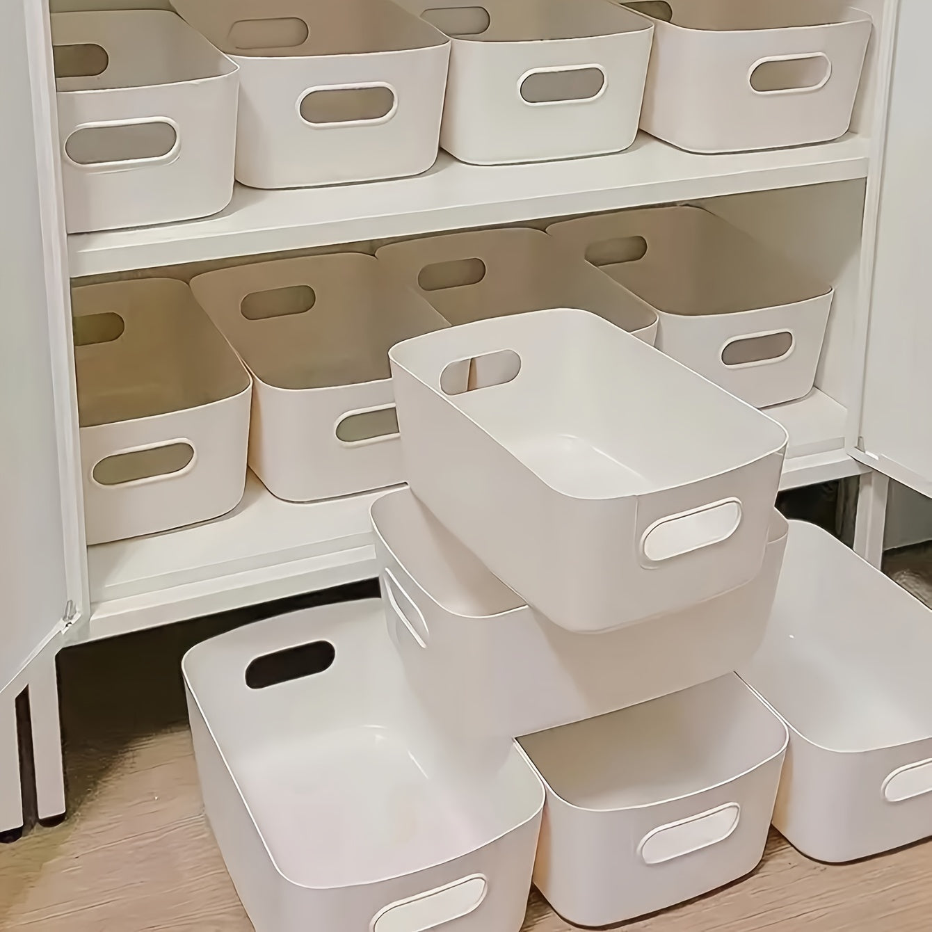 Caja de almacenamiento minimalista blanca para cajones con 10 divisores de gabinete, sistema de almacenamiento apilable para oficina y hogar en múltiples escenarios