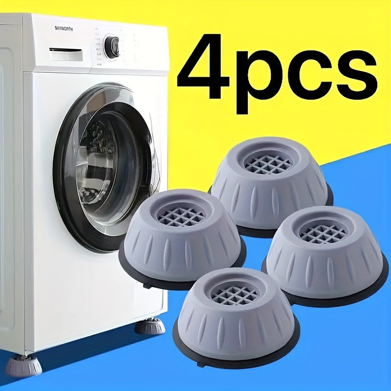 4 piezas de almohadillas antivibración para lavadora - Base negra de seguridad, antideslizantes, absorben impactos, reducen ruido, diseño minimalista, sin pilas, color gris duradero