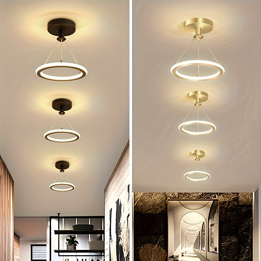 Linterna Colgante LED Ajustable Moderna - 3000K-6000K, Acabado Dorado Elegante en Metal, Diseño Estilizado para Pasillos, Dormitorios y Más | Brillo Metálico Suave | Accesorio Decorativo de Lujo Ligero con Herrajes Incluidos, Decoración Luminosa