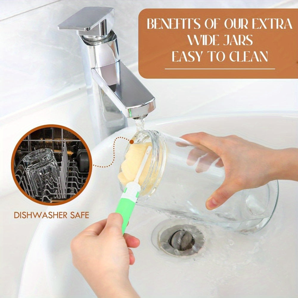 8 piezas de frascos de conserva claros de cuarto de galón con tapas herméticas - Reutilizables, lavables a mano, cierre de tapa giratoria para conservas, fermentación, encurtidos y proyectos de decoración DIY, suministros para conservas