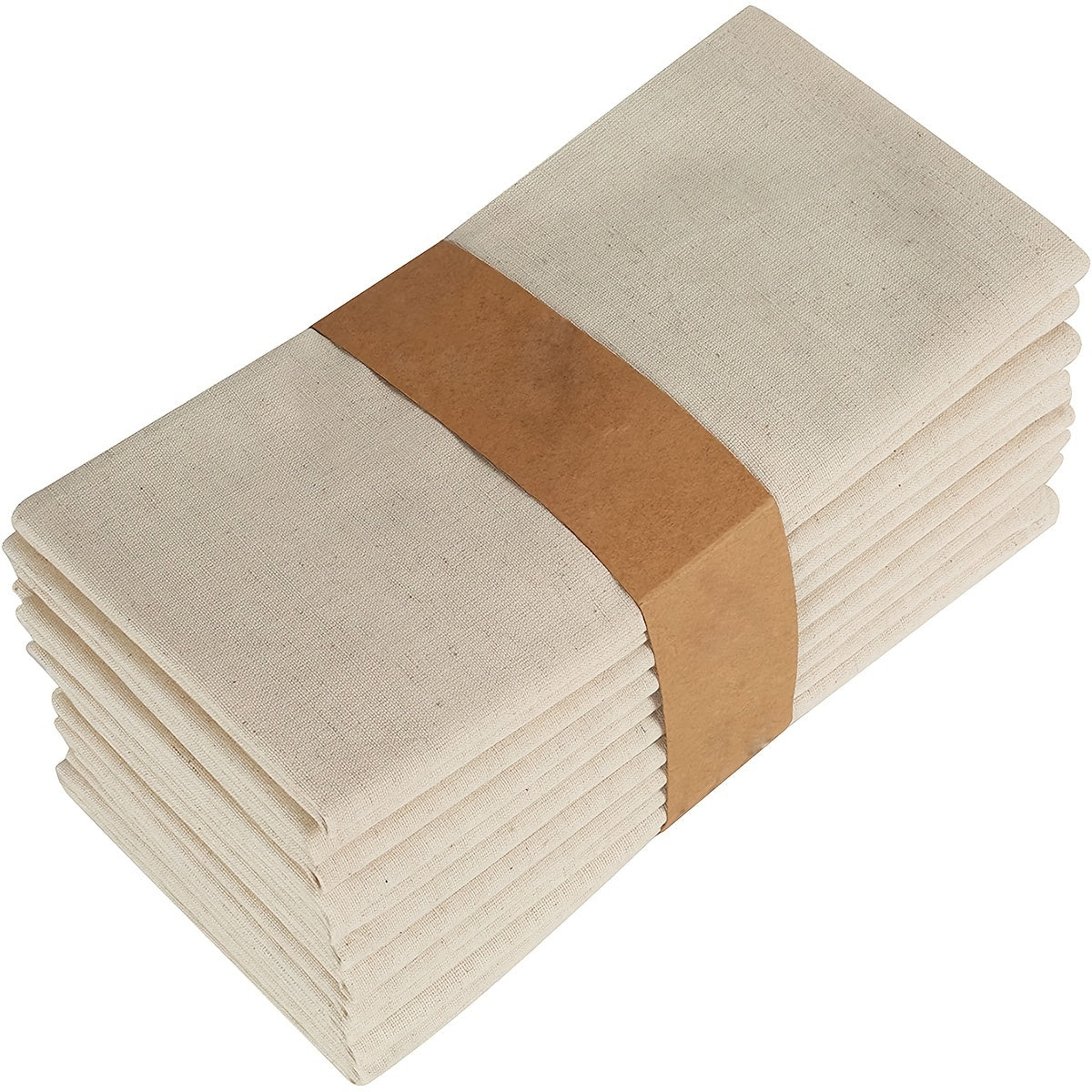 Juego de 6 Servilletas Cuadradas de Poliéster en Color Beige con Rayas Marrones - Suaves y Duraderas para Mesa de Comedor, Uso en Cocina y Restaurante, Servilletas de Cocina | Servilletas Minimalistas | Textura Tejida