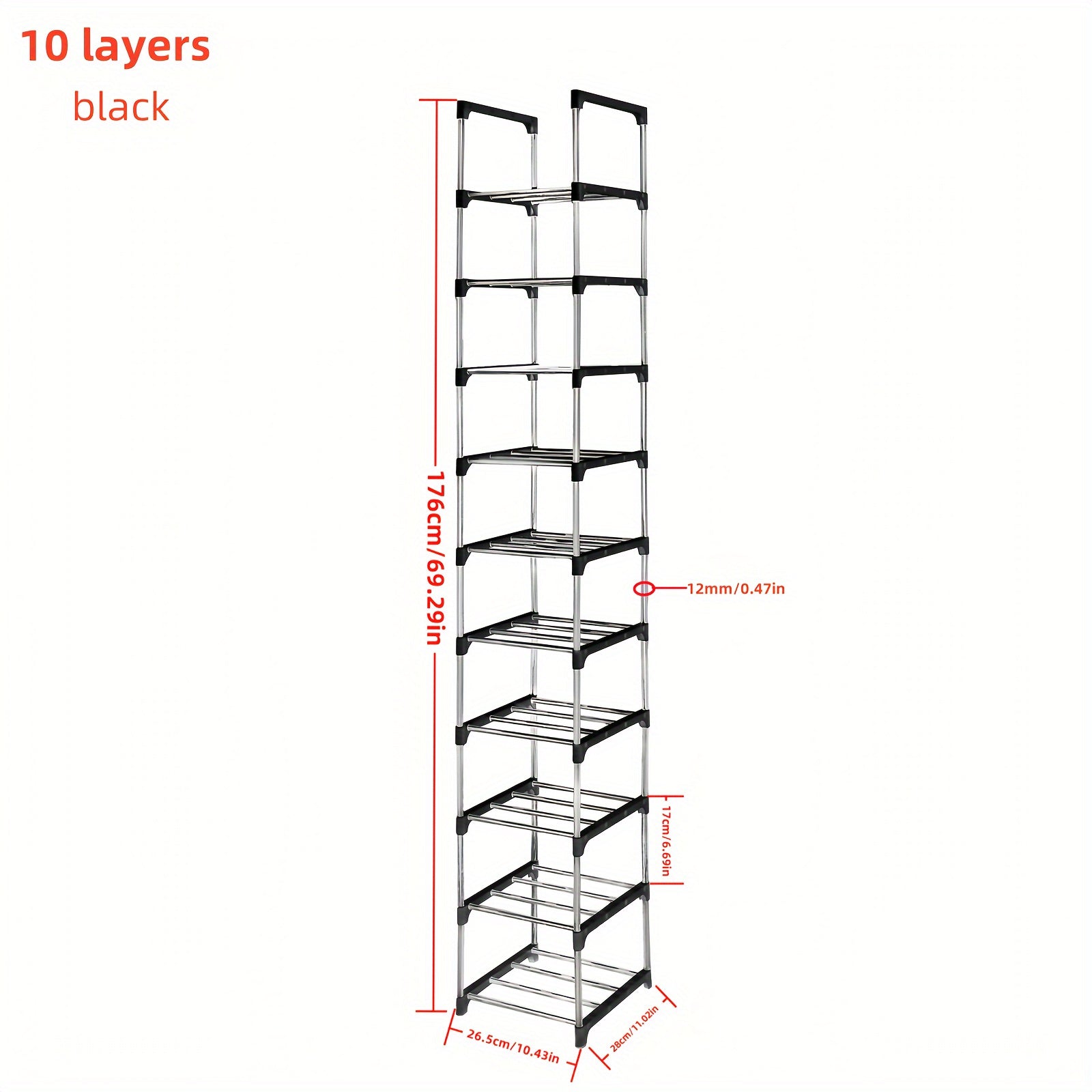 1pc Zapatero de 10 Niveles, Zapatero para Entrada, Almacenamiento Sencillo de Zapatos en Casa, Estante Multifuncional Ahorra Espacio, Adecuado para Puerta, Dormitorio, Baño, Oficina, Pasillo, Apartamento, Residencia Estudiantil, Garaje, etc. Regalos de H
