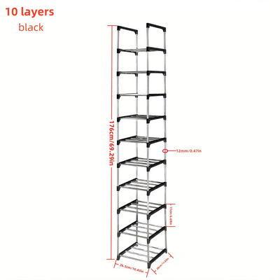 1pc Zapatero de 10 Niveles, Zapatero para Entrada, Almacenamiento Sencillo de Zapatos en Casa, Estante Multifuncional Ahorra Espacio, Adecuado para Puerta, Dormitorio, Baño, Oficina, Pasillo, Apartamento, Residencia Estudiantil, Garaje, etc. Regalos de H