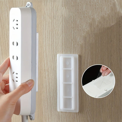 5 soportes autoadhesivos ultra resistentes para regletas, montaje en pared sin taladro con organizador de cables, remoción sin rastros y plástico duradero, ahorrador de espacio para oficina en casa, ganchos utilitarios, organizador de cables para electró