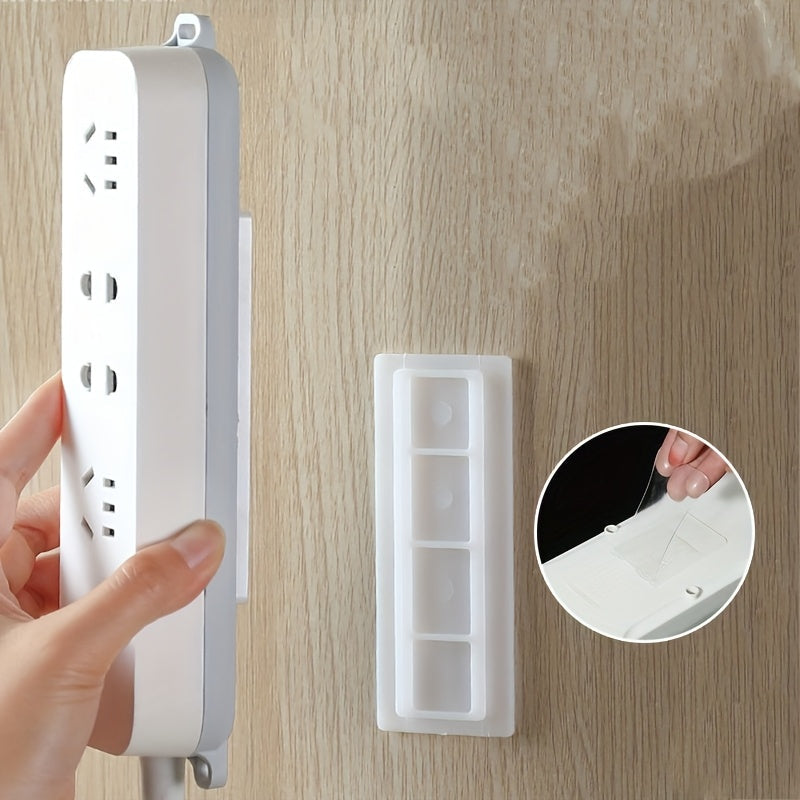 5 soportes autoadhesivos ultra resistentes para regletas, montaje en pared sin taladro con organizador de cables, remoción sin rastros y plástico duradero, ahorrador de espacio para oficina en casa, ganchos utilitarios, organizador de cables para electró