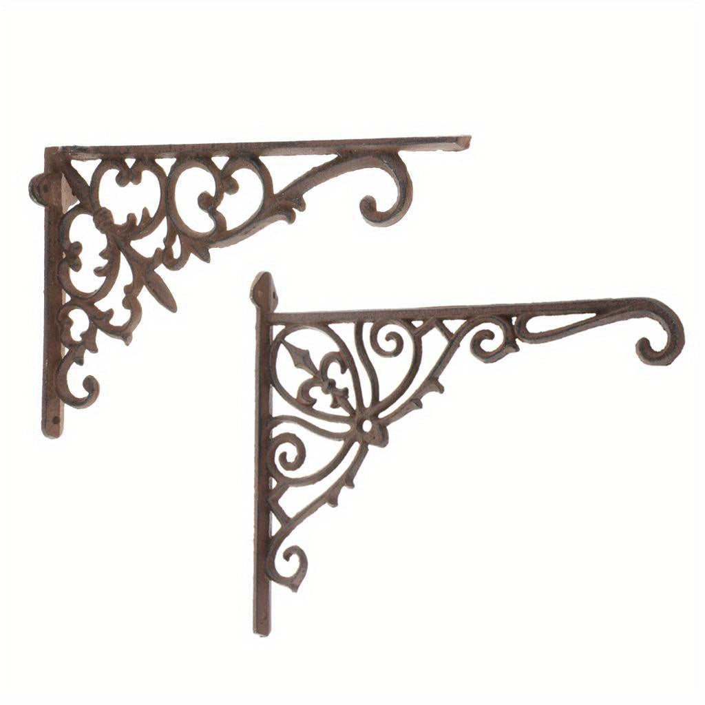 Soportes de esquina de hierro fundido vintage - 238x150x35mm - Portarretros decorativos para decoración de hogar elegante, decoración de estanterías | Diseño de tracería elegante | Detalles intrincados, decoraciones de estanterías