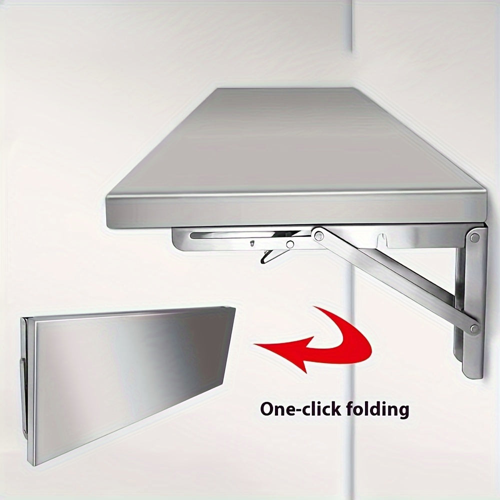 Estante plegable de acero inoxidable para montar en la pared - Organizador de cocina sin ensamblaje y resistente al óxido, con almacenamiento abierto para especias, utensilios y ollas - Diseño clásico que ahorra espacio para cocinas modernas, almacenamie