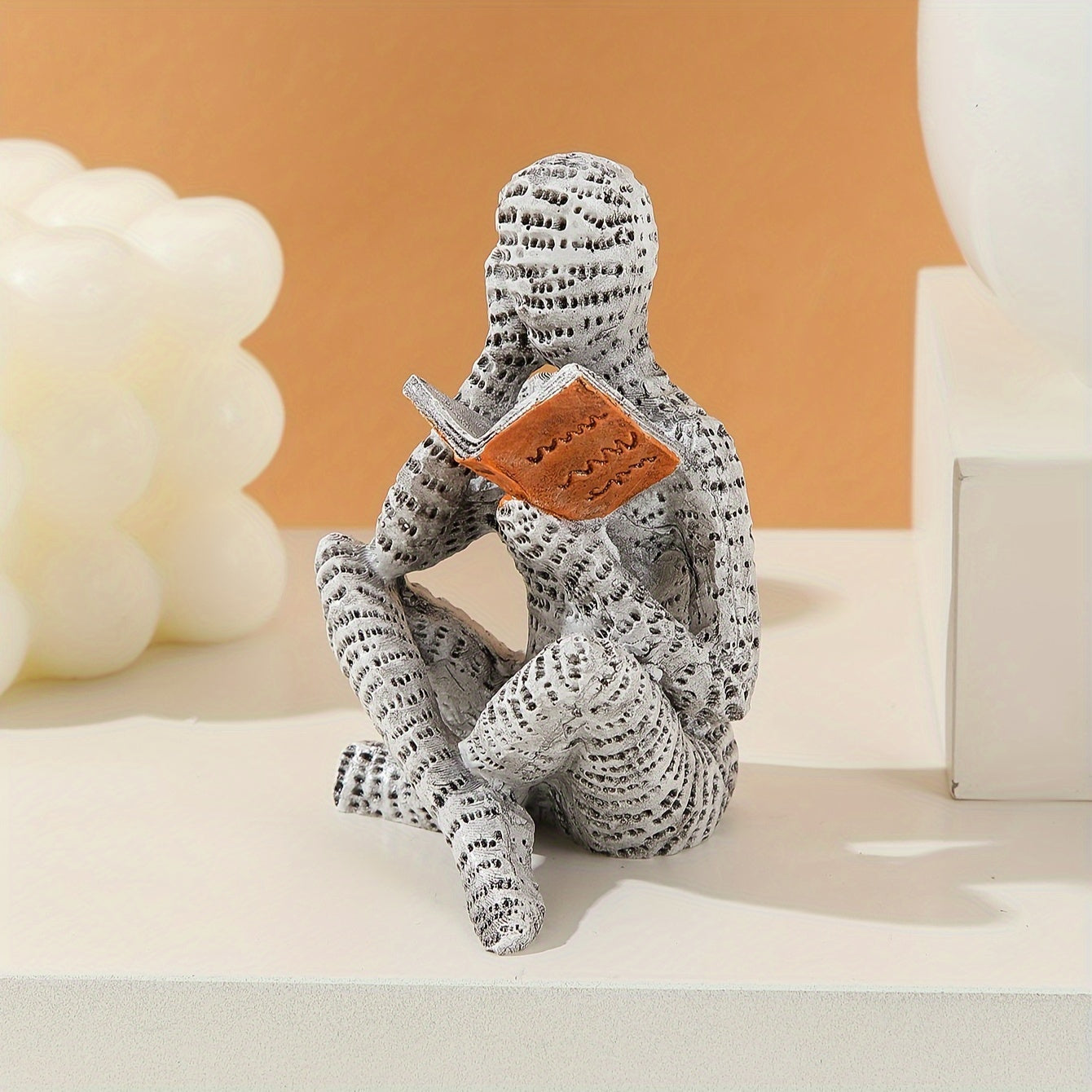 1 Pieza, Estatua De Resina De Mujer Leyendo Abstracta, Estilo Decoración Moderno Escandinavo, Figurita Pensativa Para Amantes De Los Libros, Escultura De Escritorio Para Dormitorio Y Sala De Estar, Decoración Del Hogar