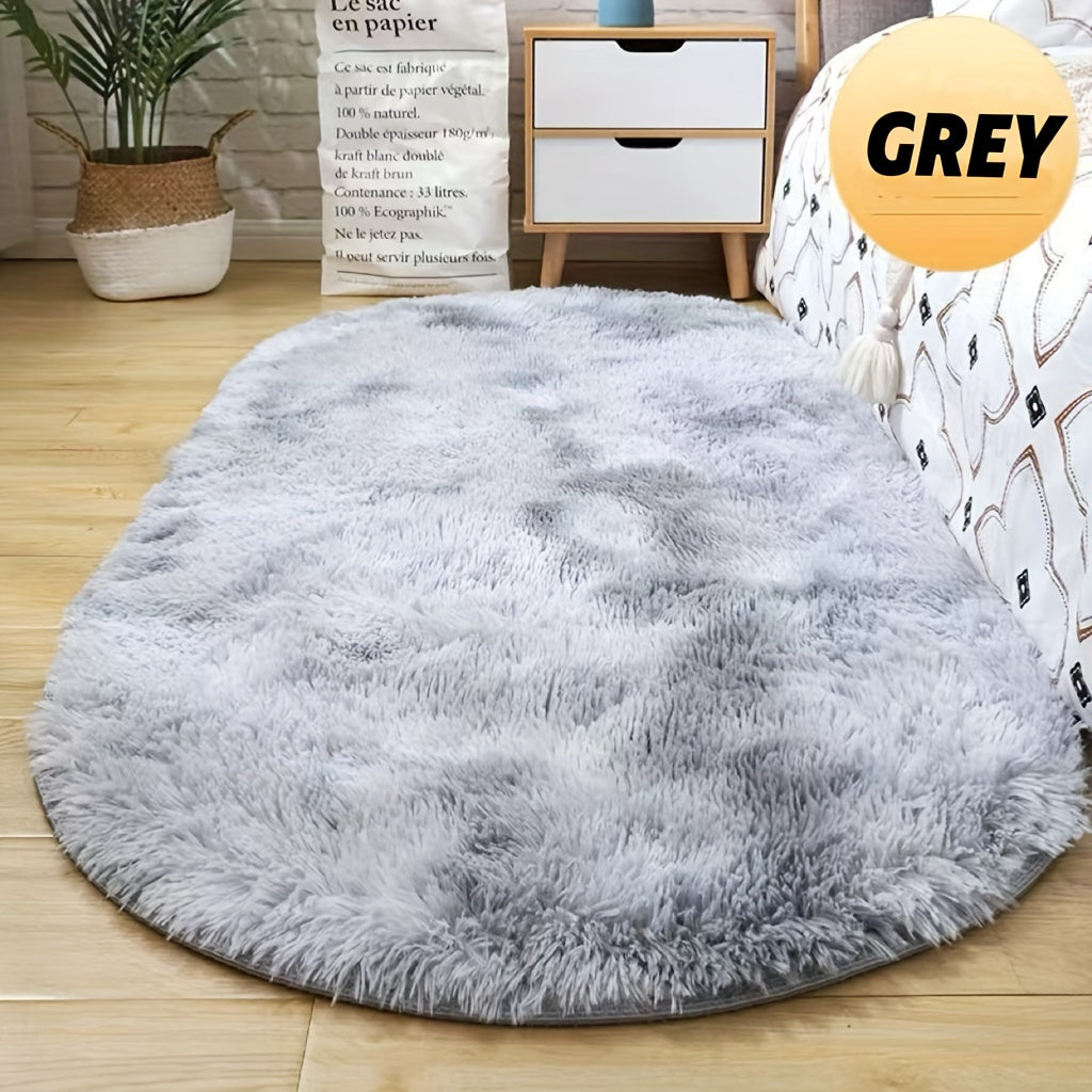 1 pieza de alfombra esponjosa ovalada de 1 cm de grosor, pelo fino, suave y antideslizante, para dormitorio, sala de estar, decoración del hogar, tamaño 80x160 cm o 60x120 cm