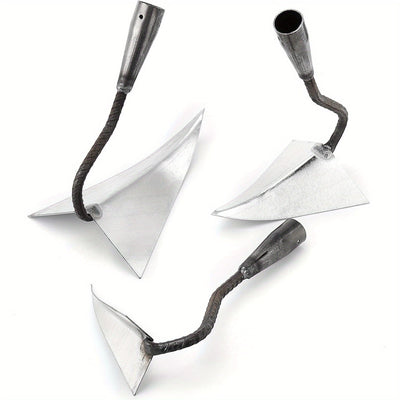 1 azada de jardín en forma de V resistente con hoja triangular afilada - arado manual de metal duradero para cavar, desmalezar y suelvar - ideal para la jardinería del patio trasero y plantación - no requiere electricidad