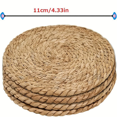 4 piezas de cojines de mesa de alta calidad, tejidos naturalmente, estilo rústico de granja, cojines aislados, cojines boho, cojines de rafia tejidos para sala de comedor y decoración del hogar, estilo boho rústico, perfectos para bodas y eventos.