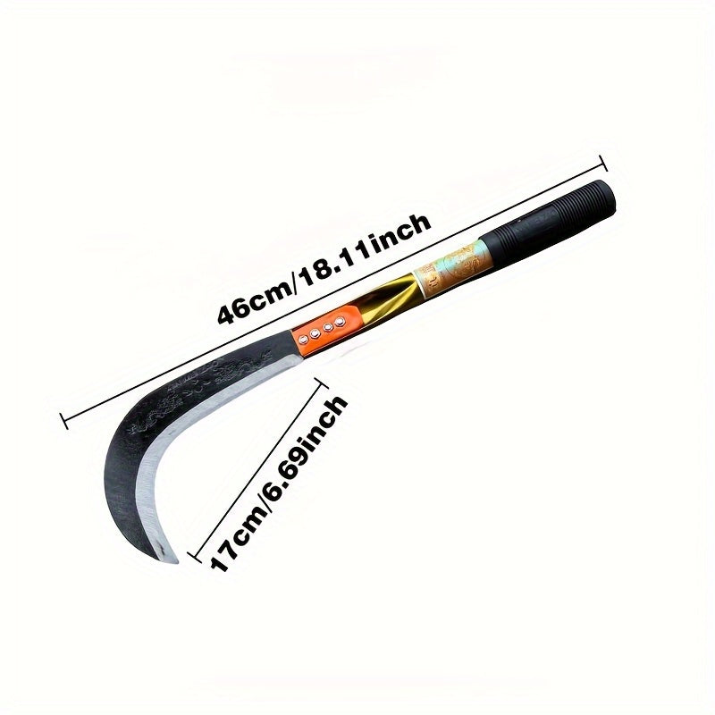 1pc Hoz de Acero Inoxidable Duradera - Mango Largo y Diseño Ergonómico, Herramienta Multifuncional para Cosecha, Corte de Hierba, Deshierbe y Jardinería | Hoja de Acero al Carbono con Construcción Robusta