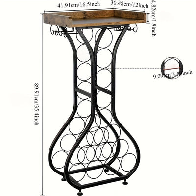 2025 Nuevo Soporte para Botellas de Vino Xiaohongshu con Estante de Vidrio, Mesa Mini Bar para 14 Botellas, Ideal para Bares en Casa, Cocinas y Salas