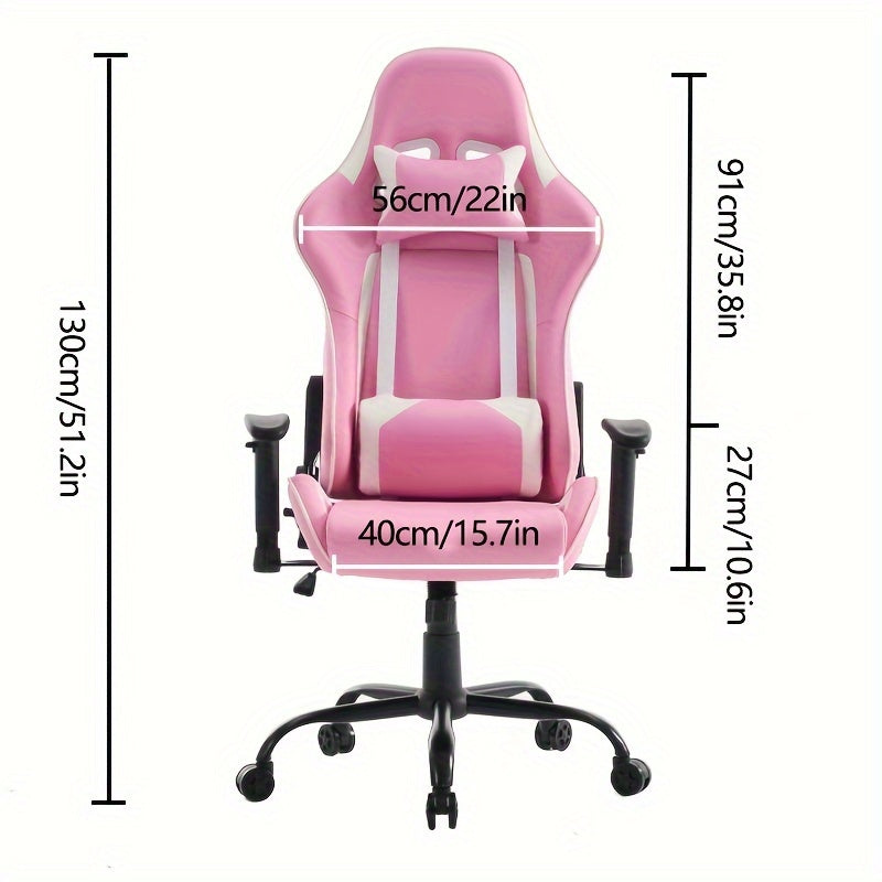 Silla de Oficina/Gaming de Estilo Vintage con Soporte Lumbar de Masaje, Altura Ajustable y Respaldo, Silla de Trabajo Giratoria Cómoda
