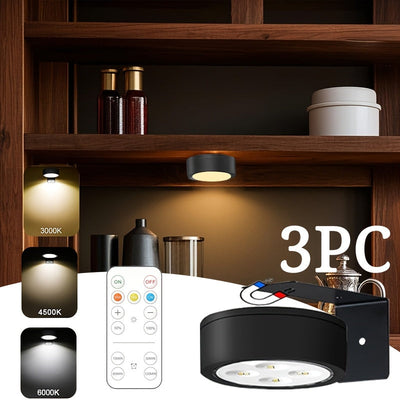 Juego de 3 Luces LED Magnéticas para Montaje en Pared con Control Remoto, Función de Temporizador y Regulación de 4 Velocidades, 3 Modos de Color (Natural/Cálido/Blanco), Alimentadas por Batería para Sala de Estar, Guardería, Iluminación Trasera de TV y