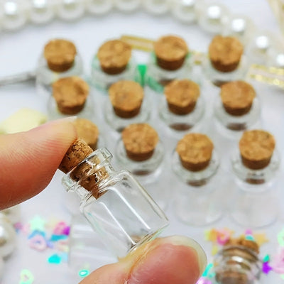 50/100pcs por Bolsa Mini Botella de Vidrio DIY Exquisita Tapón de Corcho Deseos de Deriva Tarro Lindo Botella Pequeña 1ml 13*18mm