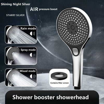 1pc ABS Cabezal de ducha de alta presión que ahorra agua con 5 modos de pulverización, cabezal de ducha de mano con pantalla de filtro, salida de agua ajustable, accesorio de hardware para baño