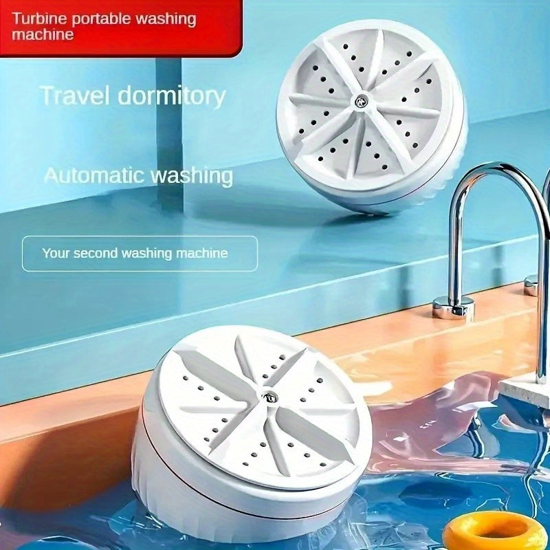 1pc Mini Lavadora Portátil, Capacidad 0-2L, Forma Redonda, Alimentada por USB, ≤36V, No Requiere Batería, Diseño Plegable Compacto para Calcetines y Ropa Interior, Regalo Ideal para Estudiantes y Espacios Pequeños