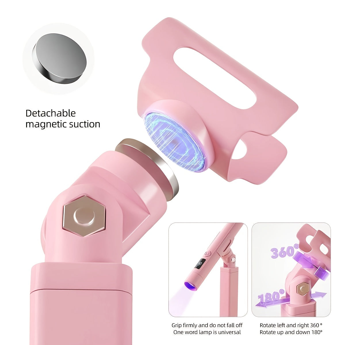 Lámpara de curado de esmalte de uñas - con soporte giratorio de 360°, soporte portátil de doble propósito, función de temporización de pantalla digital, juego de lámpara de horneado de hojas de uñas multifuncional, lámpara de curado de esmalte de uñas |