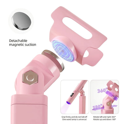Lámpara de curado de esmalte de uñas - con soporte giratorio de 360°, soporte portátil de doble propósito, función de temporización de pantalla digital, juego de lámpara de horneado de hojas de uñas multifuncional, lámpara de curado de esmalte de uñas |